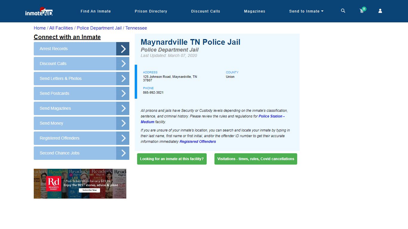 Maynardville TN Police Jail & Inmate Search - Maynardville, TN